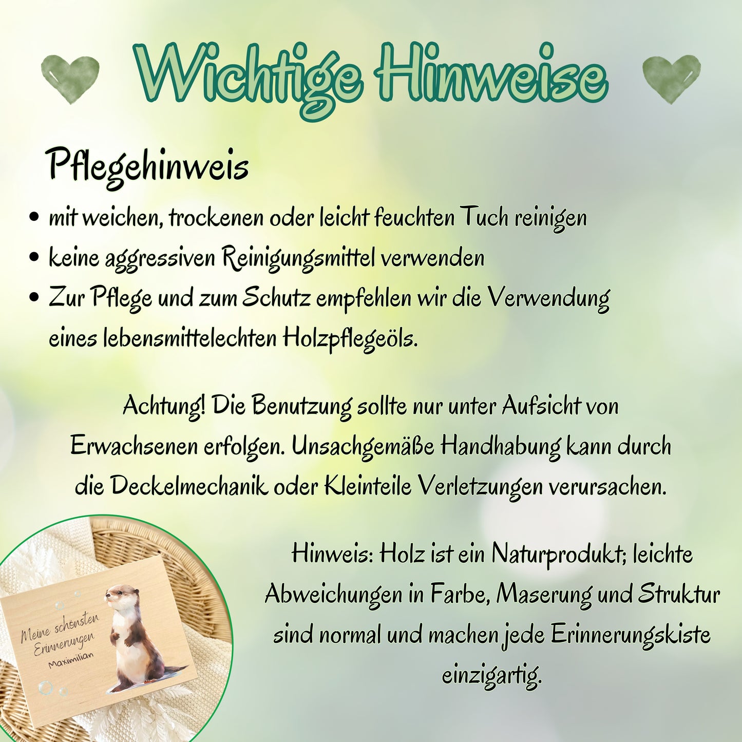 Holzkiste Kinder personalisiert mit Namen | Otter Erinnerungskiste Geburt & Taufe