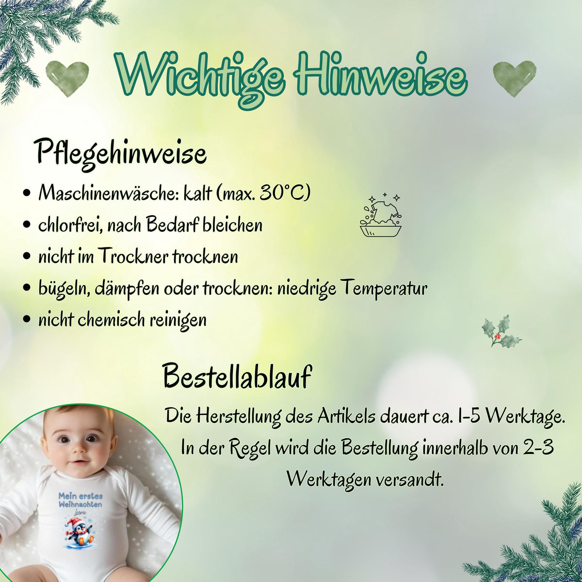 Liebevoll gestalteter Babybody Langarm für Babys erstes Weihnachtsfest. Hergestellt aus weicher, hautfreundlicher Baumwolle und individuell mit dem Namen personalisiert. Ideal für Weihnachtsfotos, Familienfeiern oder als besonderes Geschenk für Eltern und Großeltern. Dieser Body Weihnachten Baby kombiniert Komfort, Qualität und Erinnerungswert – ein Highlight unter dem Weihnachtsbaum.