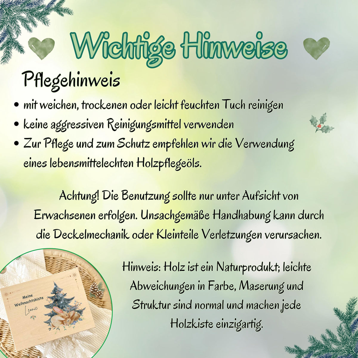Personalisierte Weihnachtskiste aus Holz mit Namen – nachhaltige Geschenkbox Weihnachten für Kinder, Eltern oder Paare. Perfekt als Adventskiste, DIY-Adventskalender oder Weihnachtsgeschenkbox zum Befüllen mit Süßigkeiten, Plätzchen oder kleinen Überraschungen. Diese hochwertige Holzkiste Weihnachten ist individuell bedruckt,stabil und dekorativ eine vielseitige Geschenkverpackung und liebevolle Idee für die ganze Familie. Ideal auch als Aufbewahrungsbox oder festliche Dekoration zur Adventszeit