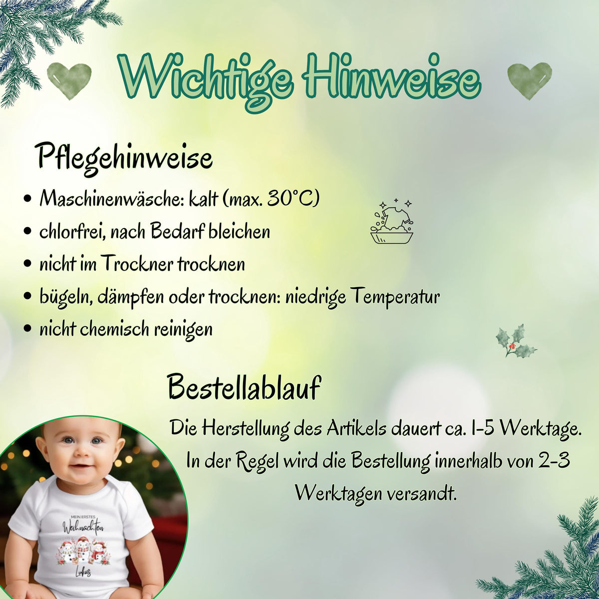 Personalisierter Babybody für Weihnachten 2025 mit Schneemännern in Mütze, Schal und Weihnachtsoutfit. Aufdruck „Mein erstes Weihnachten“ und Name. Hochwertiger Direktdruck auf Body aus 100 % Bio-Baumwolle. Erhältlich in Langarm oder Kurzarm, waschbar bei 30 °C, ideal für Winterbabys. Perfekt als Geschenk zur Wintergeburt, für Familienfotos, für Babys erstes Weihnachtsfest oder als Partnerlook mit Eltern & Geschwistern. Liebevolles Erinnerungsstück für festliche Momente im ersten Lebensjahr.