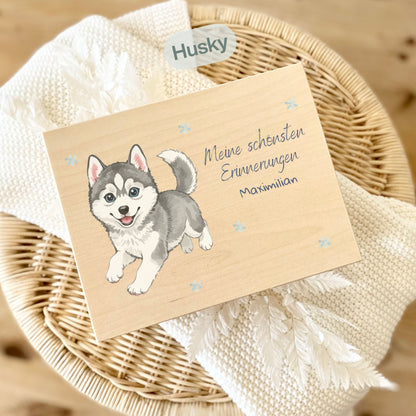 Holzkiste Kinder personalisiert mit Namen | Arktis Erinnerungskiste Geburt & Taufe