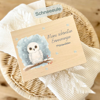 Holzkiste Kinder personalisiert mit Namen | Arktis Erinnerungskiste Geburt & Taufe