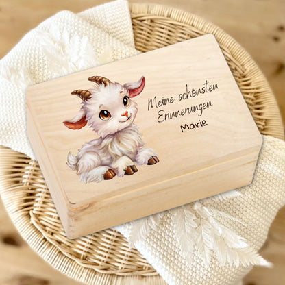 Holzkiste Kinder personalisiert mit Namen | Bauernhof Erinnerungskiste Geburt & Taufe