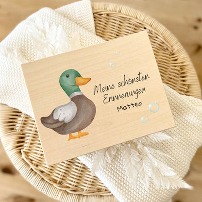 Holzkiste Kinder personalisiert mit Namen | Wassertiere Erinnerungskiste Geburt & Taufe