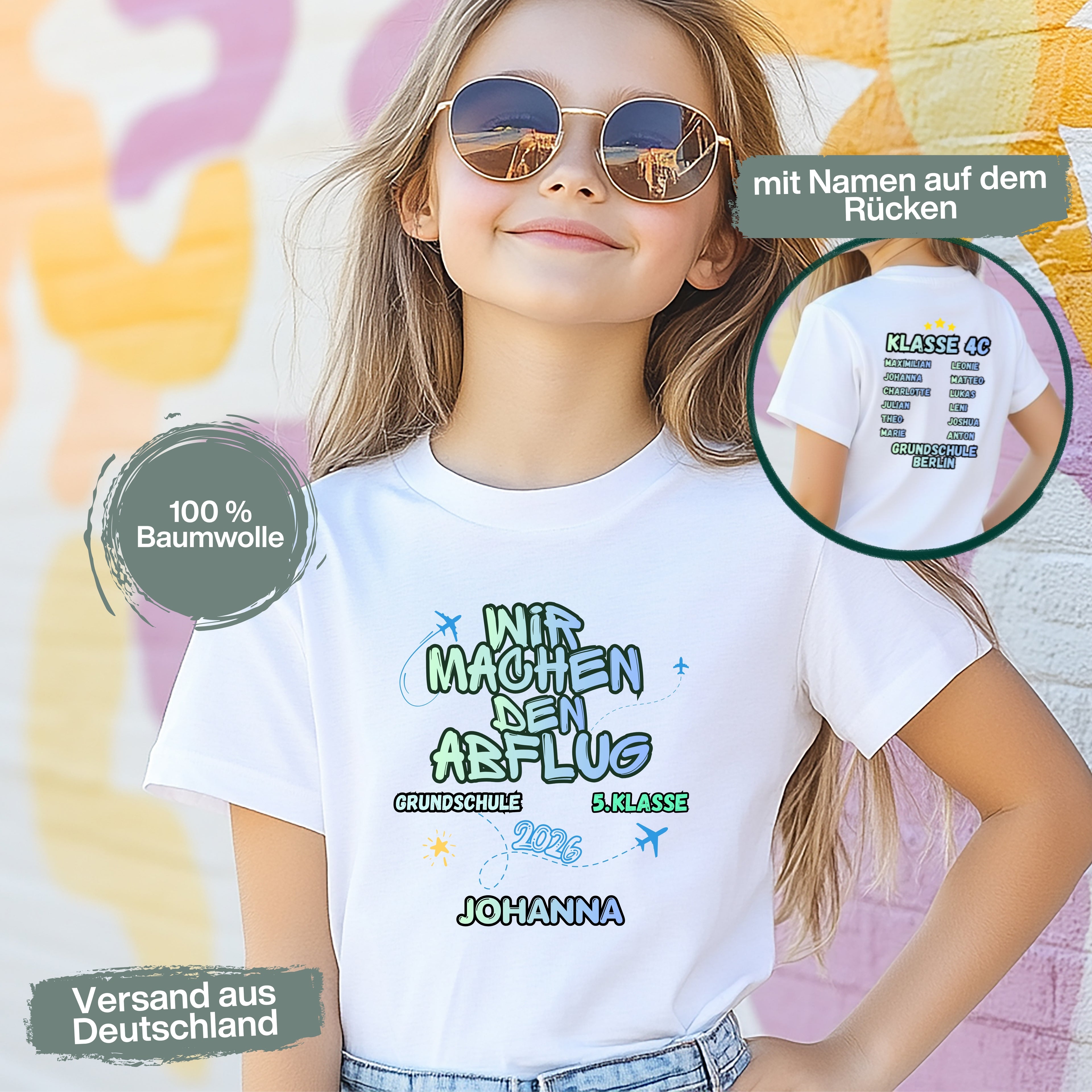 Abschiedsgeschenk 4. Klasse T-Shirt 2026 personalisiert mit Name, Grundschule Abschied Shirt, Schulabschluss Kind Geschenk Wechsel 5. Klasse