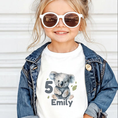 Geburtstagsshirt Koala mit Name & Zahl | Personalisiertes T-Shirt zum Kindergeburtstag