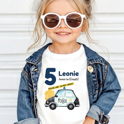 Geburtstagsshirt Polizei mit Namen und Zahl | Personalisiertes T-Shirt Kindergeburtstag