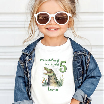 Geburtstagsshirt Krokodil mit Name & Zahl | Personalisiertes T-Shirt zum Kindergeburtstag