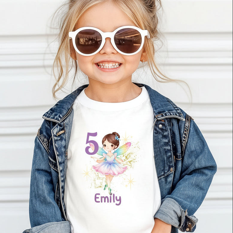 Geburtstagsshirt Fee mit Name & Zahl | Personalisiertes T-Shirt zum Kindergeburtstag