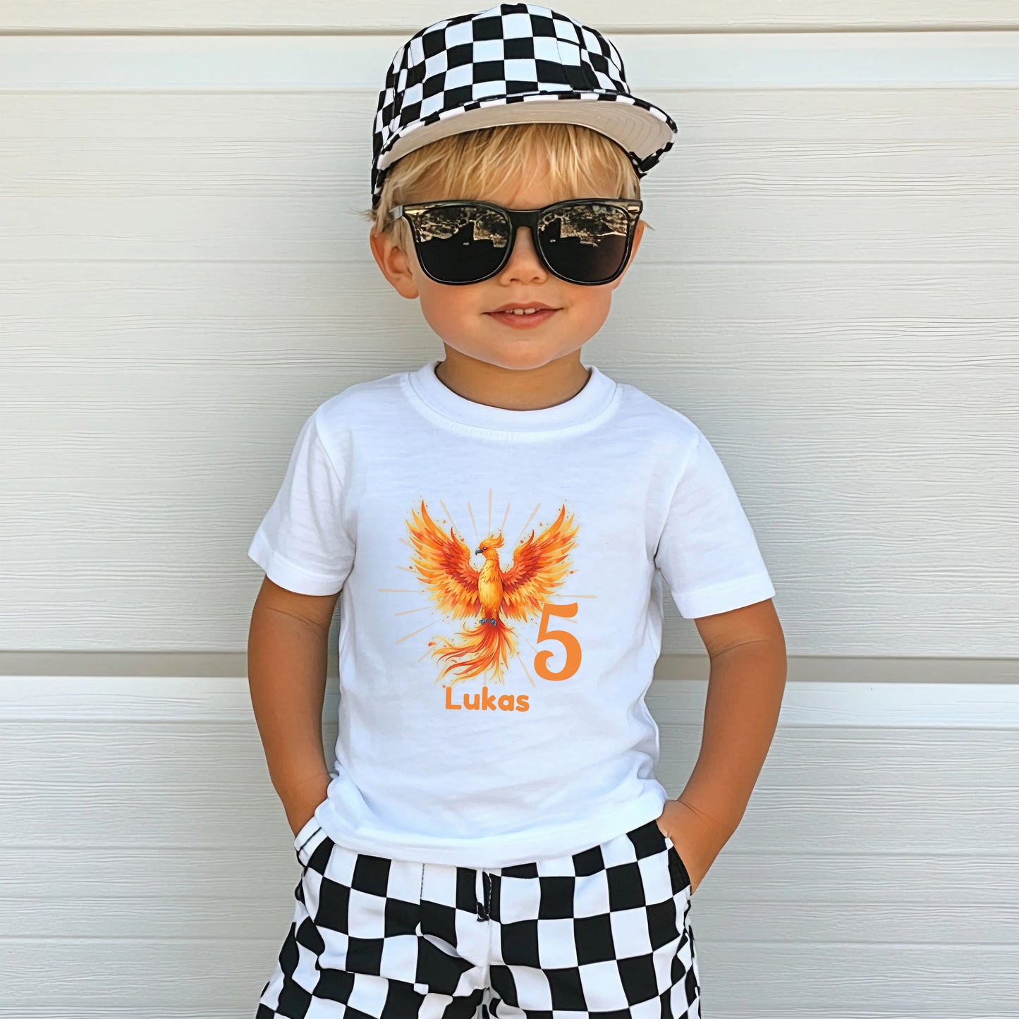 Geburtstagsshirt Phönix mit Name & Zahl | Personalisiertes T-Shirt zum Kindergeburtstag (Kopie)