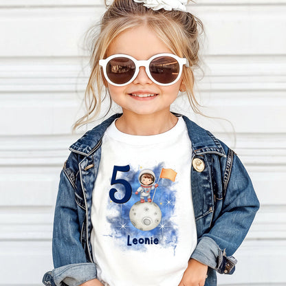 Geburtstagsshirt Astronaut mit Name & Zahl | Personalisiertes T-Shirt zum Kindergeburtstag