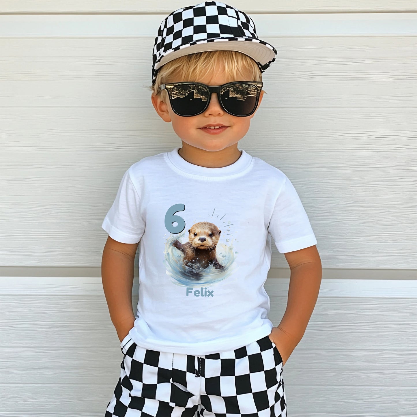 Geburtstagsshirt Otter mit Name & Zahl | Personalisiertes T-Shirt zum Kindergeburtstag