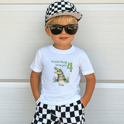 Geburtstagsshirt Krokodil mit Name & Zahl | Personalisiertes T-Shirt zum Kindergeburtstag