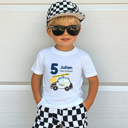Geburtstagsshirt Polizei mit Namen und Zahl | Personalisiertes T-Shirt Kindergeburtstag