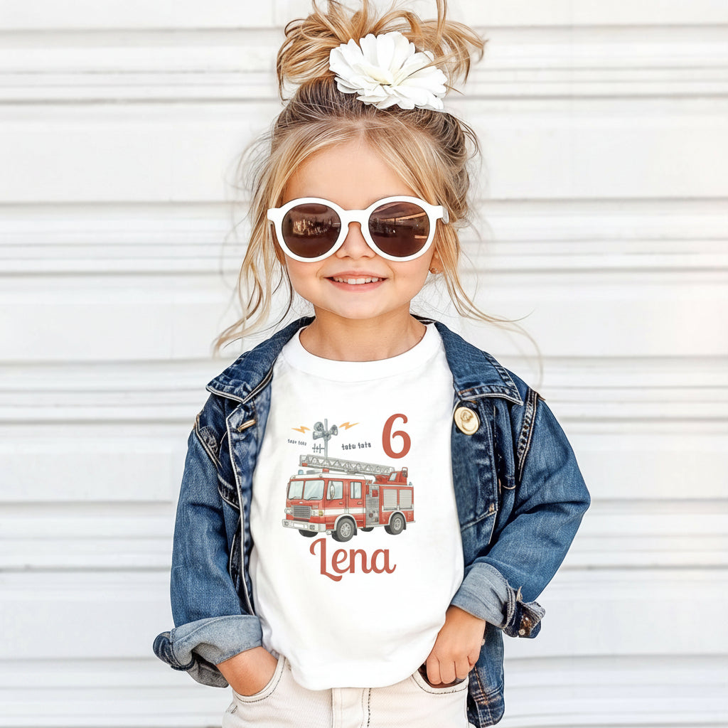 Geburtstagsshirt Feuerwehr mit Name & Zahl | Personalisiertes T-Shirt zum Kindergeburtstag