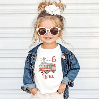 Geburtstagsshirt Feuerwehr mit Name & Zahl | Personalisiertes T-Shirt zum Kindergeburtstag