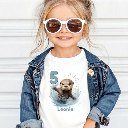 Geburtstagsshirt Otter mit Name & Zahl | Personalisiertes T-Shirt zum Kindergeburtstag