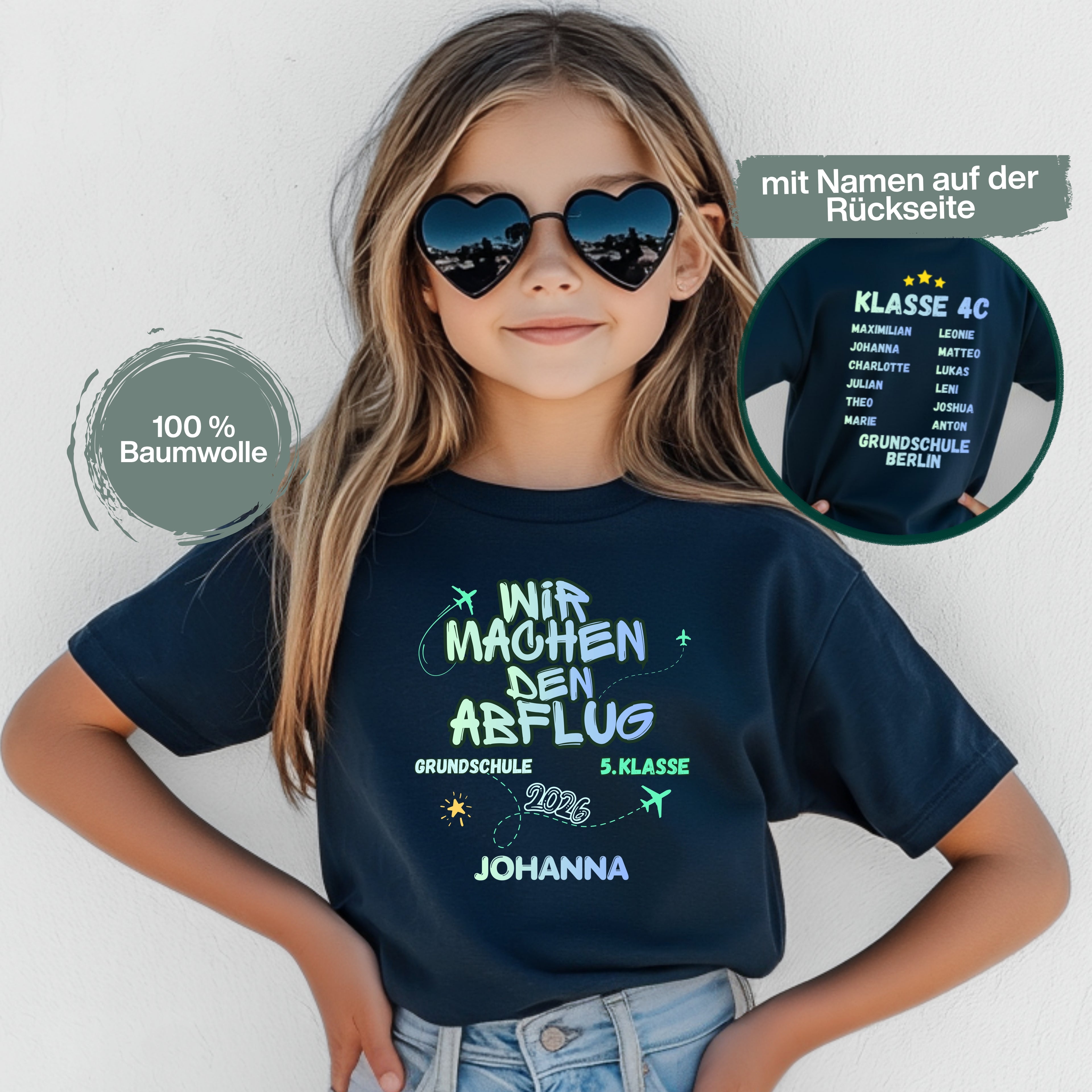 Abschiedsgeschenk 4. Klasse T-Shirt 2026 personalisiert mit Name, Grundschule Abschied Shirt, Schulabschluss Kind Geschenk Wechsel 5. Klasse