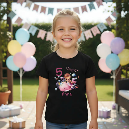 Geburtstagsshirt Meerjungfrau Wal mit Name & Zahl | Personalisiertes T-Shirt zum Kindergeburtstag