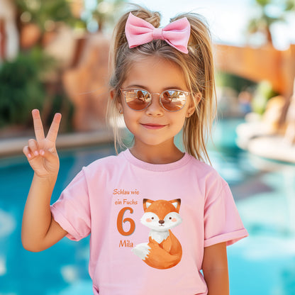 Geburtstagsshirt Fuchs mit Name & Zahl | Personalisiertes T-Shirt zum Kindergeburtstag