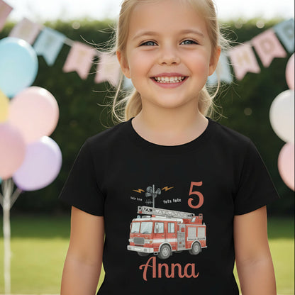 Geburtstagsshirt Feuerwehr mit Name & Zahl | Personalisiertes T-Shirt zum Kindergeburtstag