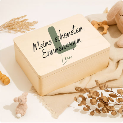 Holzkiste Baby personalisiert mit Namen | Erinnerungskiste Geburt & Taufe