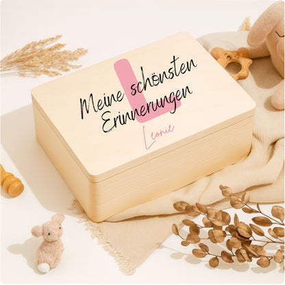 Holzkiste Baby personalisiert mit Namen | Erinnerungskiste Geburt & Taufe