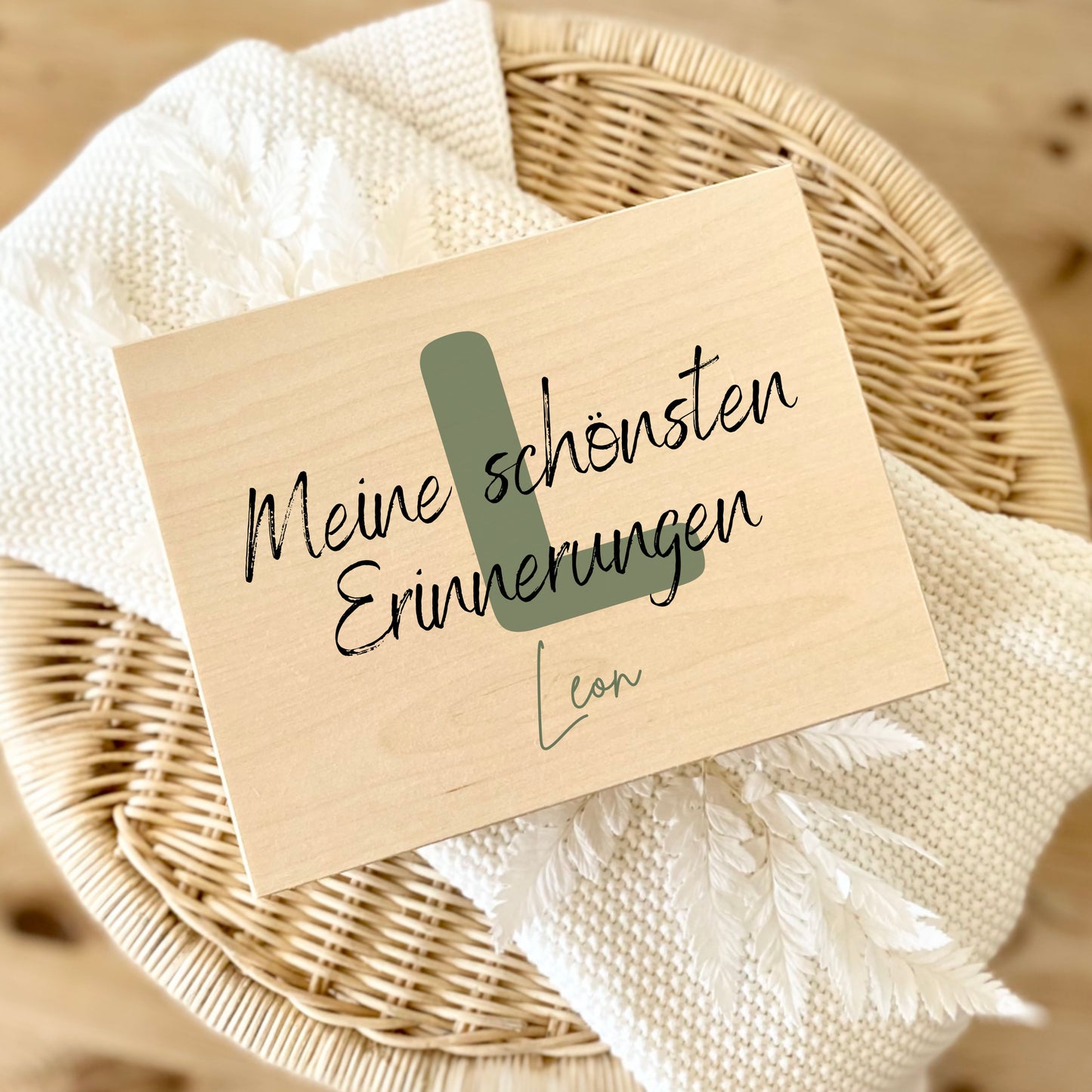 Holzkiste Baby personalisiert mit Namen | Erinnerungskiste Geburt & Taufe