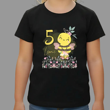 Geburtstagsshirt Biene mit Name & Zahl | Personalisiertes T-Shirt zum Kindergeburtstag