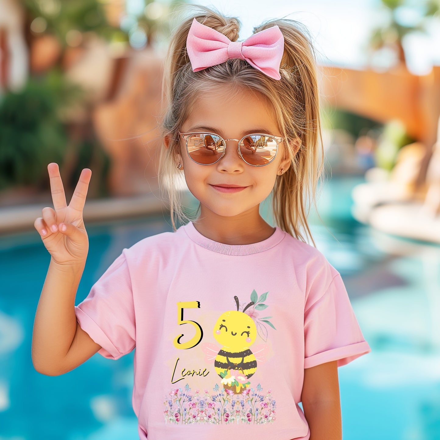 Geburtstagsshirt Biene mit Name & Zahl | Personalisiertes T-Shirt zum Kindergeburtstag