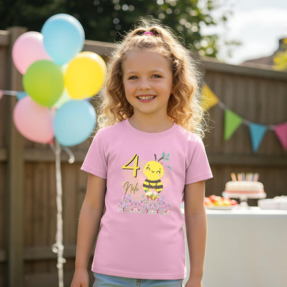 Geburtstagsshirt Biene mit Name & Zahl | Personalisiertes T-Shirt zum Kindergeburtstag