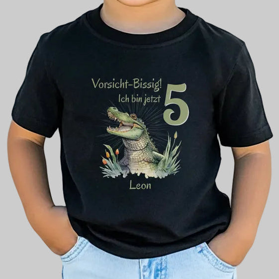 Geburtstagsshirt Krokodil mit Name & Zahl | Personalisiertes T-Shirt zum Kindergeburtstag