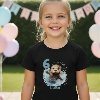 Geburtstagsshirt Otter mit Name & Zahl | Personalisiertes T-Shirt zum Kindergeburtstag