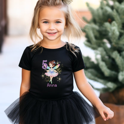Geburtstagsshirt Fee mit Name & Zahl | Personalisiertes T-Shirt zum Kindergeburtstag