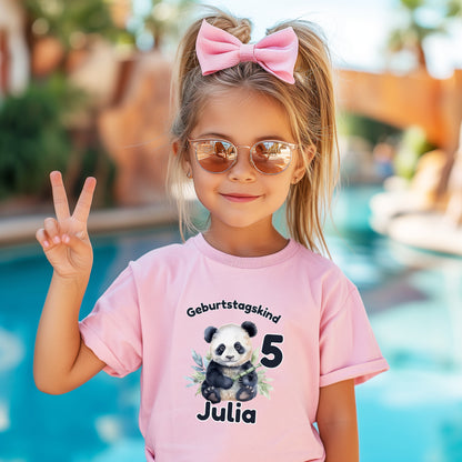 Geburtstagsshirt Panda mit Name & Zahl | Personalisiertes T-Shirt zum Kindergeburtstag