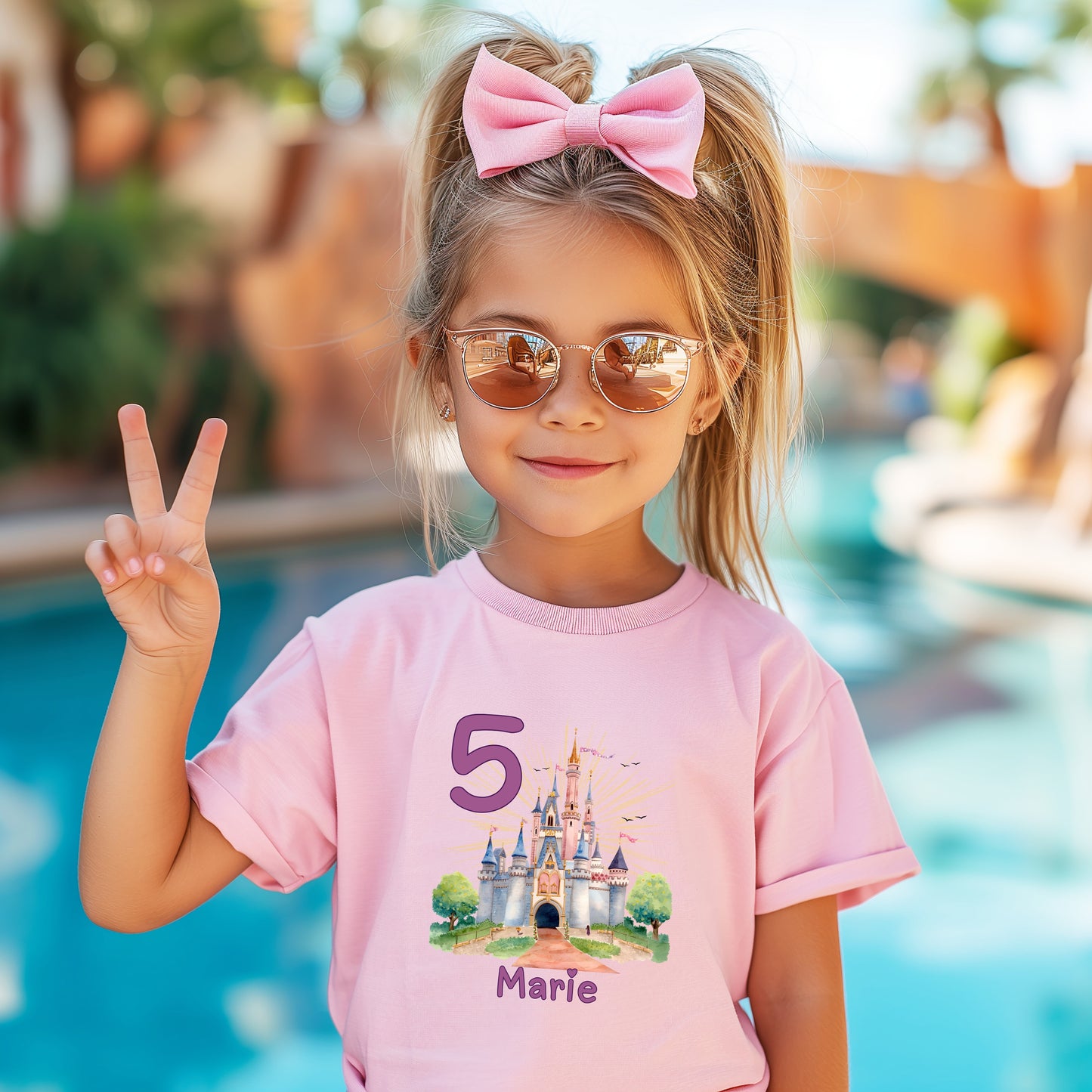 Geburtstagsshirt Märchenschloss mit Name & Zahl | Personalisiertes T-Shirt zum Kindergeburtstag