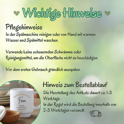 Adoptivpapa Tasse personalisiert mit Namen | Korktasse Adoptivvater Geschenk Geburtstag