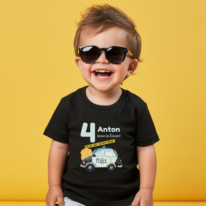 Geburtstagsshirt Polizei mit Namen und Zahl | Personalisiertes T-Shirt Kindergeburtstag