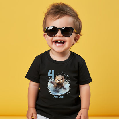 Geburtstagsshirt Otter mit Name & Zahl | Personalisiertes T-Shirt zum Kindergeburtstag