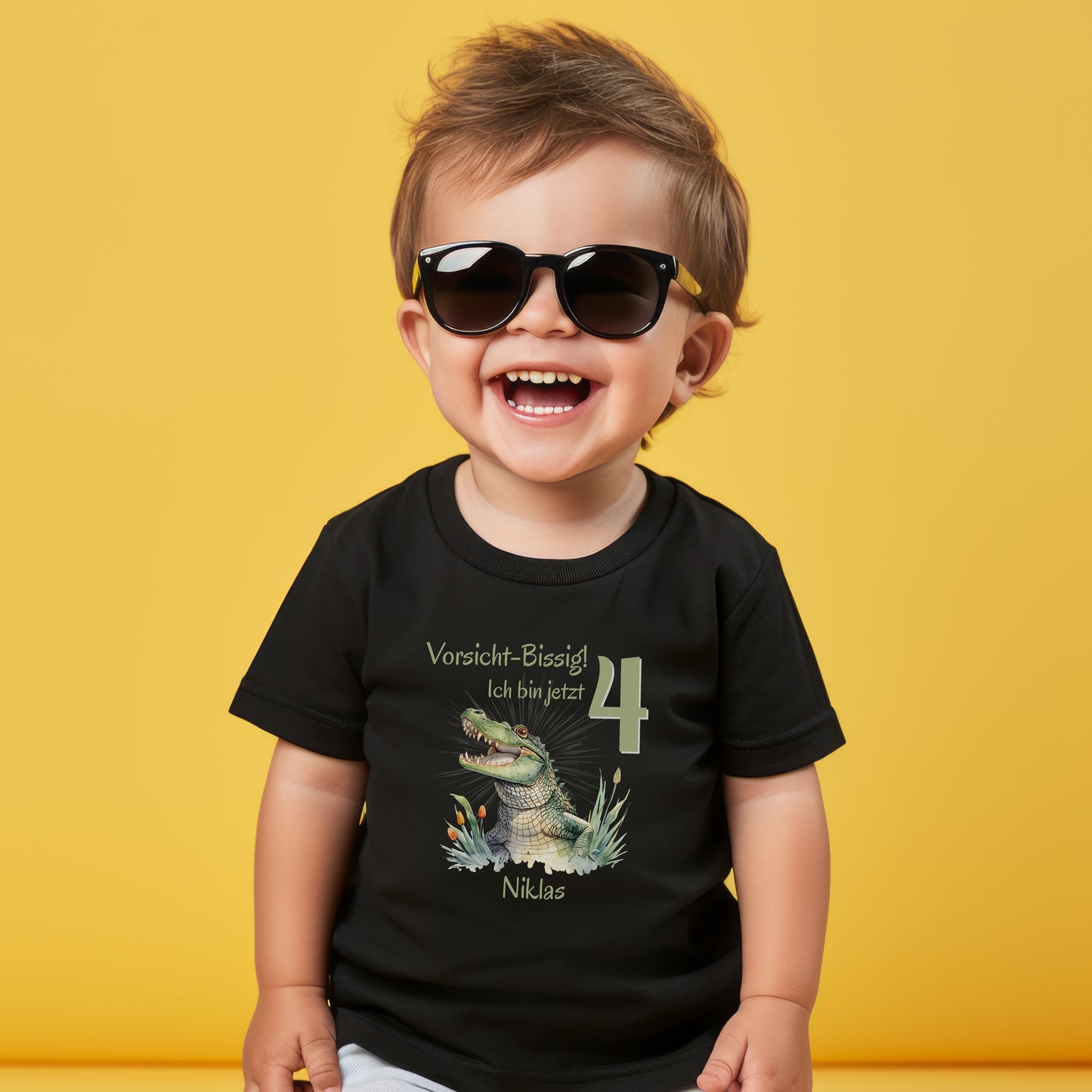 Geburtstagsshirt Krokodil mit Name & Zahl | Personalisiertes T-Shirt zum Kindergeburtstag