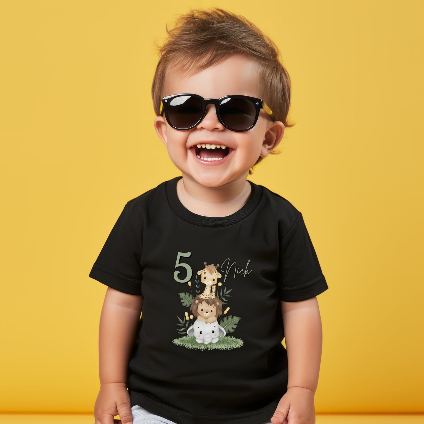 Geburtstagsshirt Tiere mit Name & Zahl | Personalisiertes T-Shirt Kindergeburtstag
