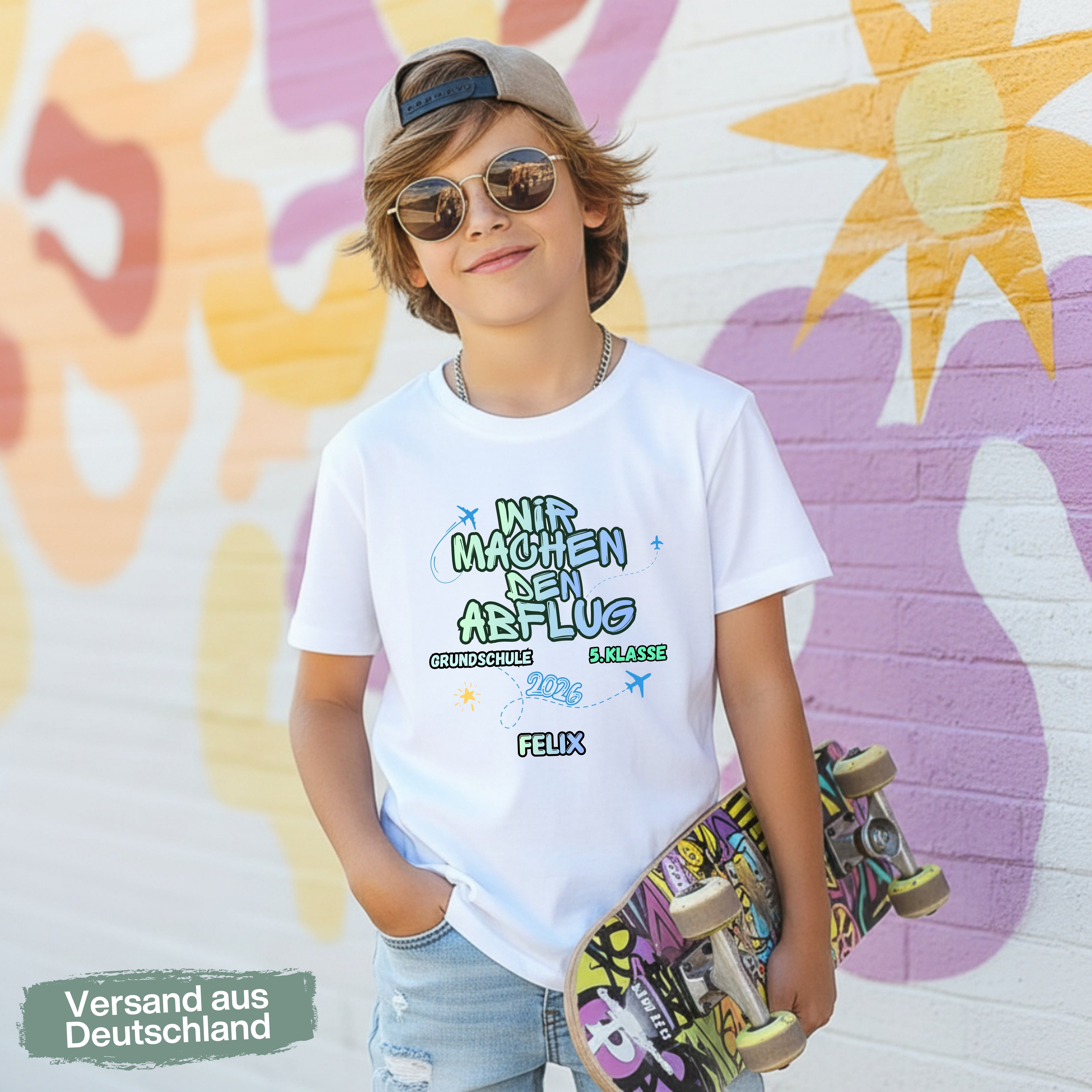 Abschiedsgeschenk 4. Klasse T-Shirt 2026 personalisiert mit Name, Grundschule Abschied Shirt, Schulabschluss Kind Geschenk Wechsel 5. Klasse