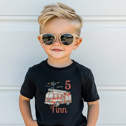 Geburtstagsshirt Feuerwehr mit Name & Zahl | Personalisiertes T-Shirt zum Kindergeburtstag