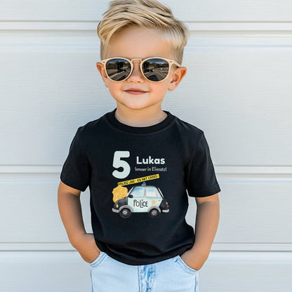 Geburtstagsshirt Polizei mit Namen und Zahl | Personalisiertes T-Shirt Kindergeburtstag