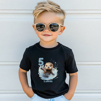 Geburtstagsshirt Otter mit Name & Zahl | Personalisiertes T-Shirt zum Kindergeburtstag