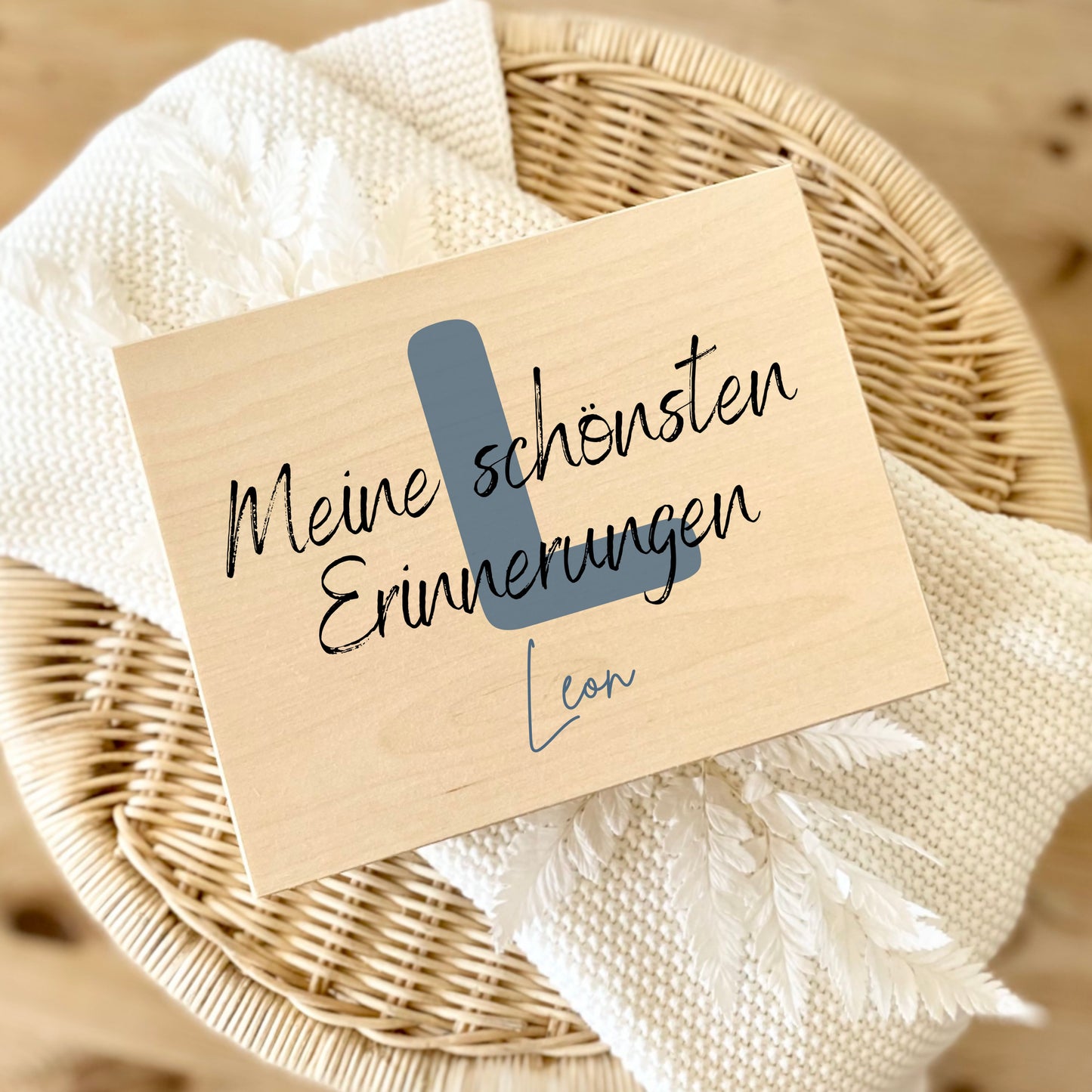 Holzkiste Baby personalisiert mit Namen | Erinnerungskiste Geburt & Taufe