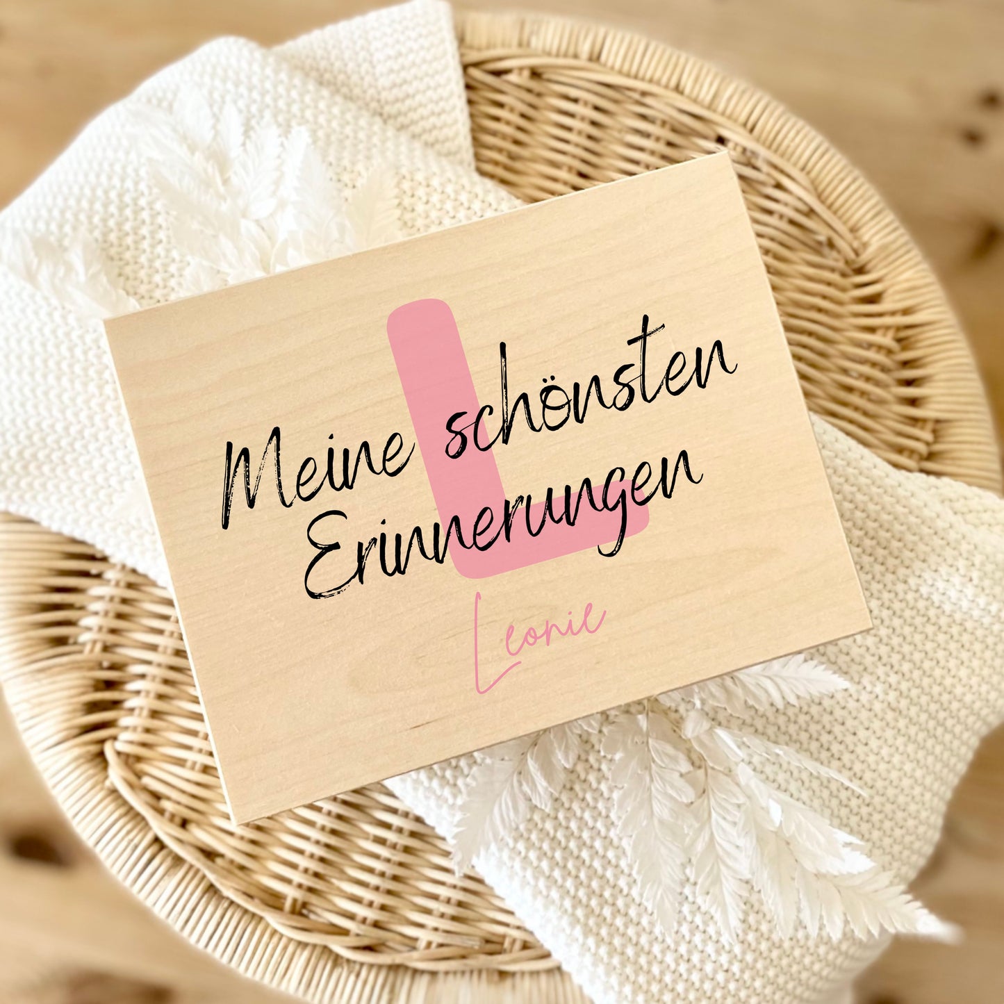 Holzkiste Baby personalisiert mit Namen | Erinnerungskiste Geburt & Taufe