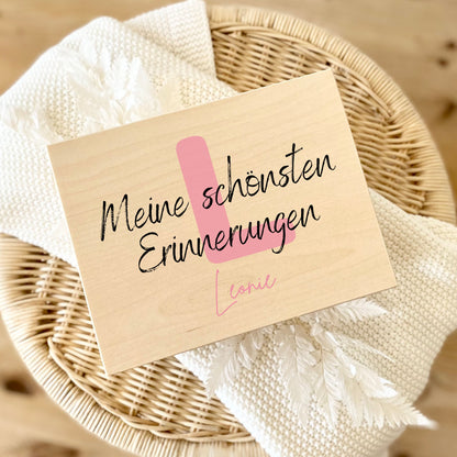 Holzkiste Baby personalisiert mit Namen | Erinnerungskiste Geburt & Taufe