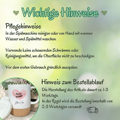 Paar Tasse personalisiert – Korktasse für Paare als Geschenk mit Namen