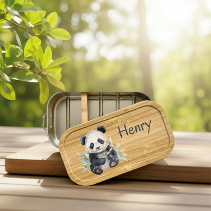 Personalisierte Brotdose Edelstahl Kinder mit Namen | Panda Lunchbox Kindergarten & Schule
